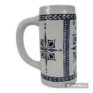 Vintage Ceramic Blue Brazil Rio Negrinho, Ceramarte LTDA Stein Mug, 6 1/2" Tall 